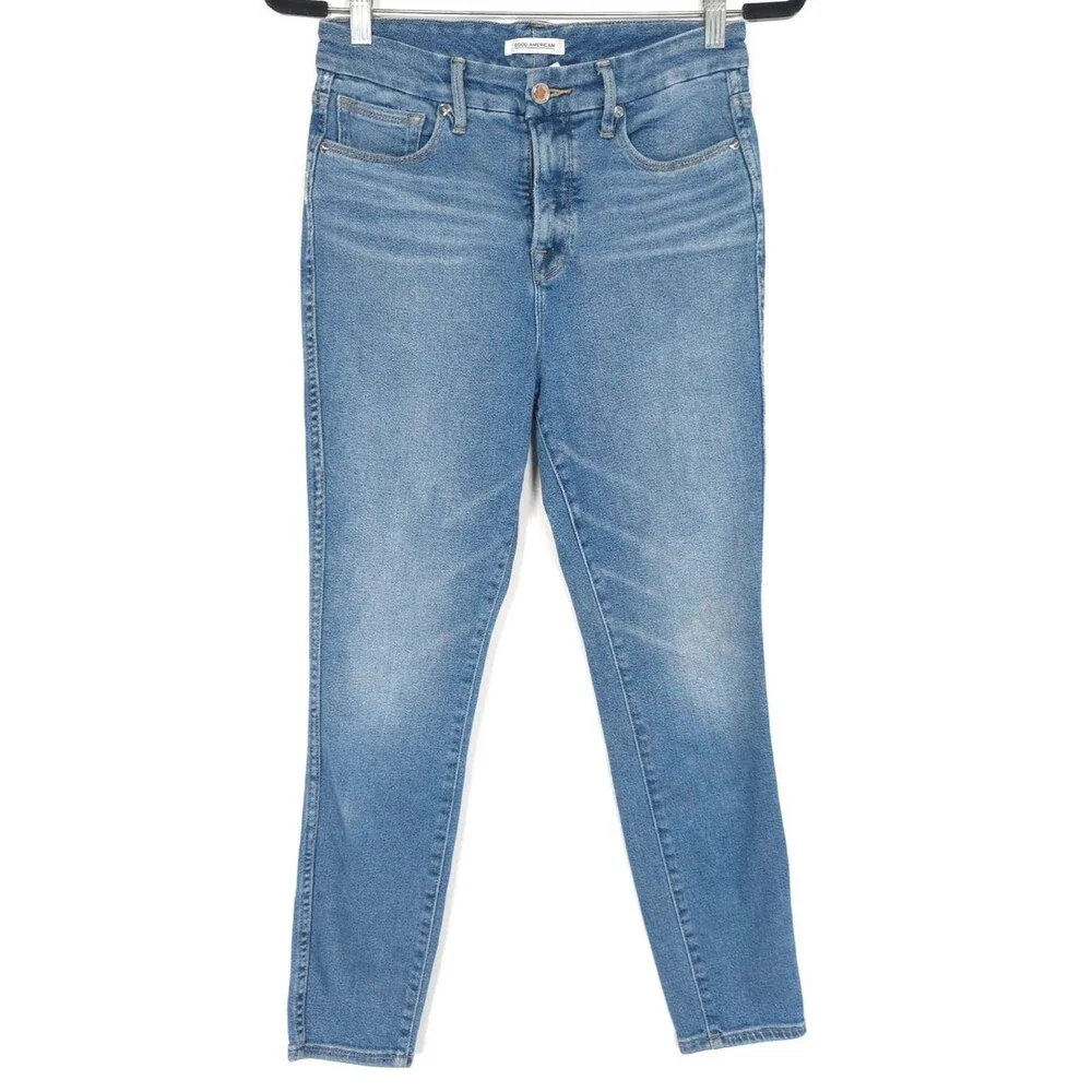 GOOD‎ AMERICAN Good Curve Skinny Jeans Blue Size 6/28 Stretch Denim GCSKC127T - Picture 3 of 13